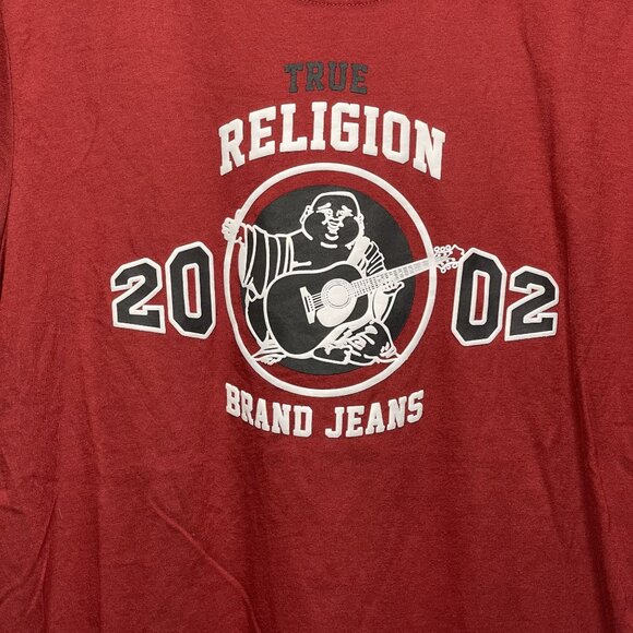 True Religion Brand Jeans Red Dahlia 2002 TRBJ Arc Tree Graphic Large - Picture 2 of 8